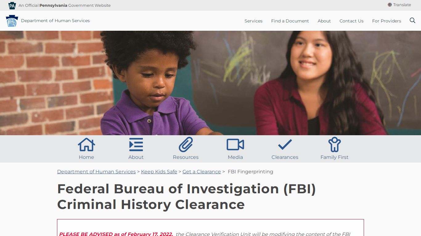 FBI Fingerprinting - Department of Human Services